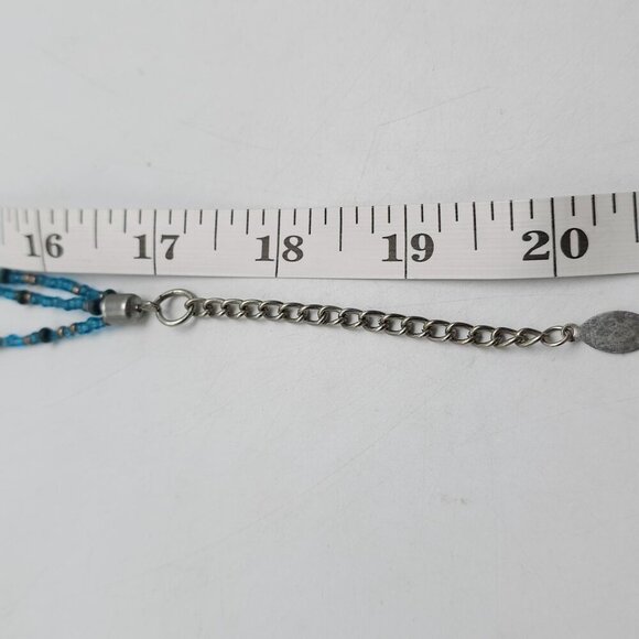 Handcrafted Blue Glass Pendant Necklace Beads Shell Accents By Cookie Johnson - Picture 6 of 6